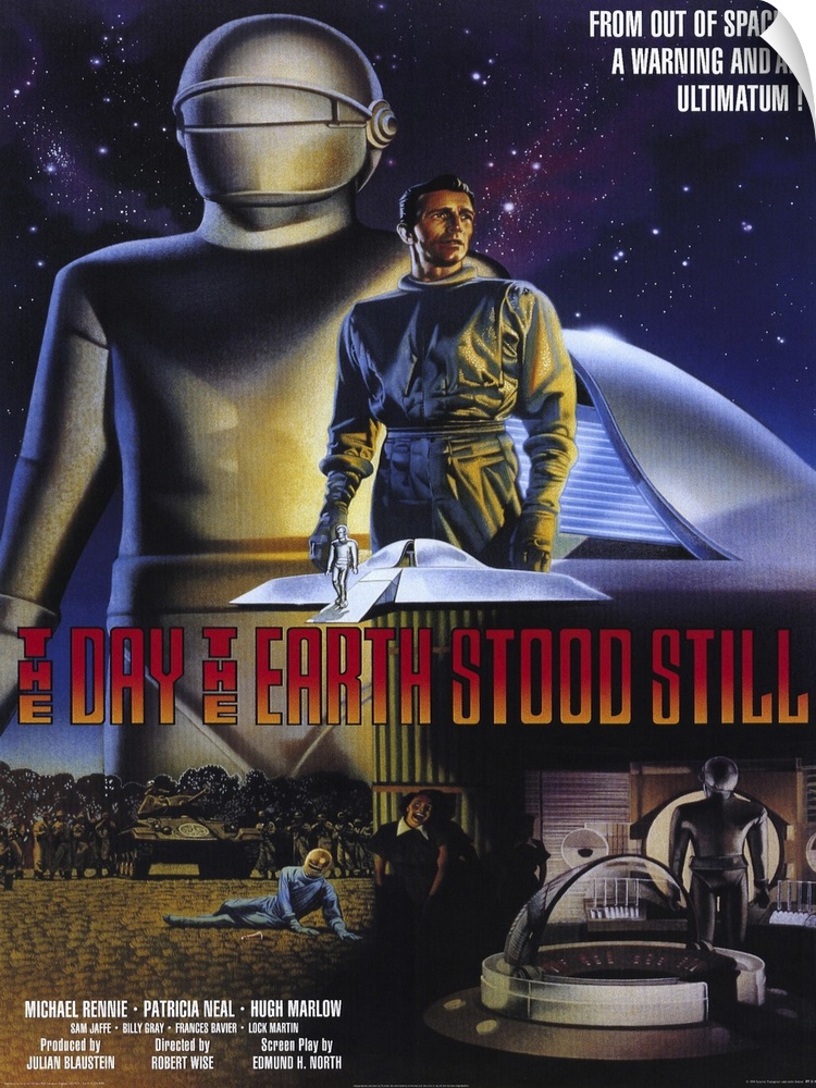 This piece is a drawn movie poster for the original "The Day the Earth Stood Still".