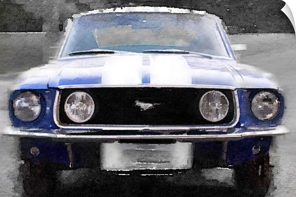 1968 Ford mustang Front End Watercolor