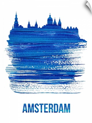 Amsterdam Skyline Brush Stroke Blue