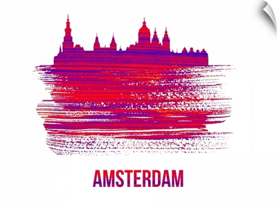 Amsterdam Skyline Brush Stroke Red