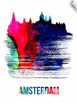 Amsterdam Skyline Brush Stroke Watercolor