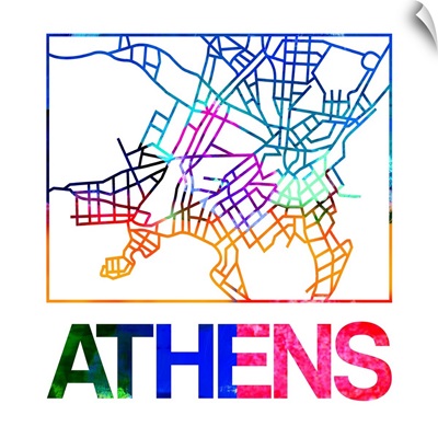 Athens Watercolor Street Map