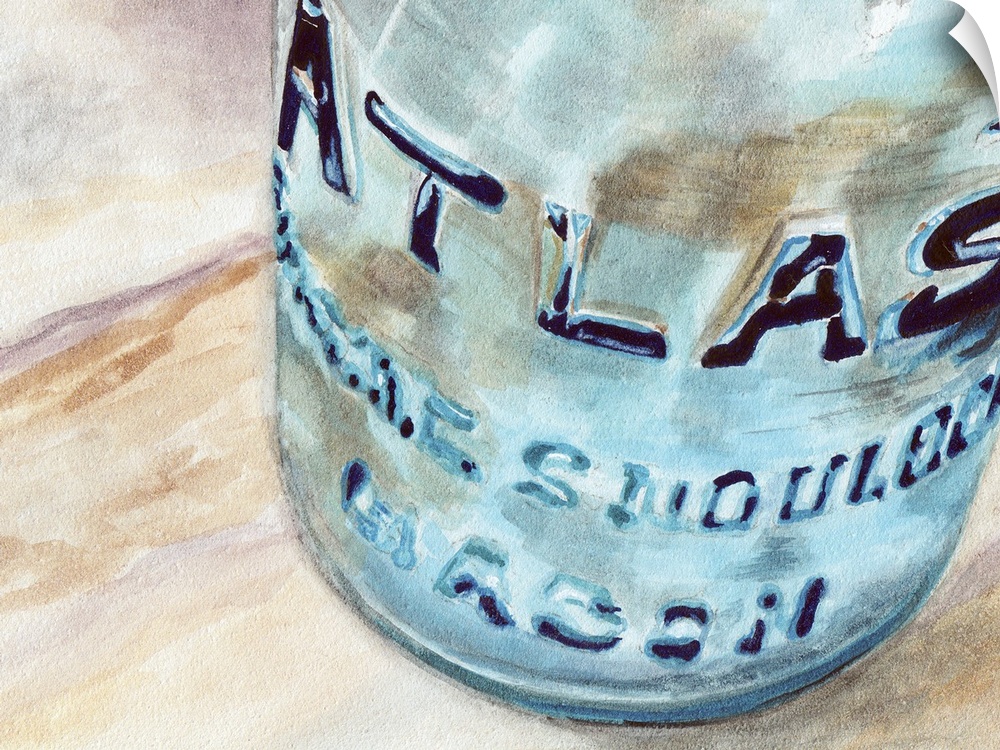 Contemporary painting of a close view of a glass jar.