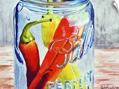 Ball Jar With Tree Peppers
