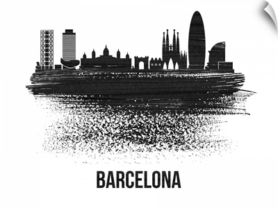 Barcelona Skyline Brush Stroke Black II