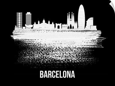 Barcelona Skyline Brush Stroke White