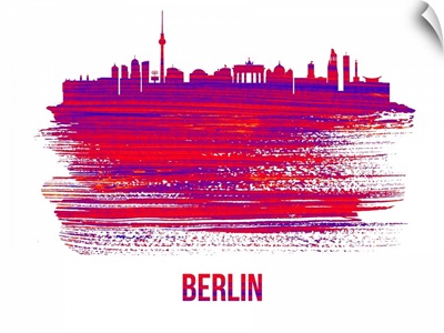Berlin Skyline Brush Stroke Red