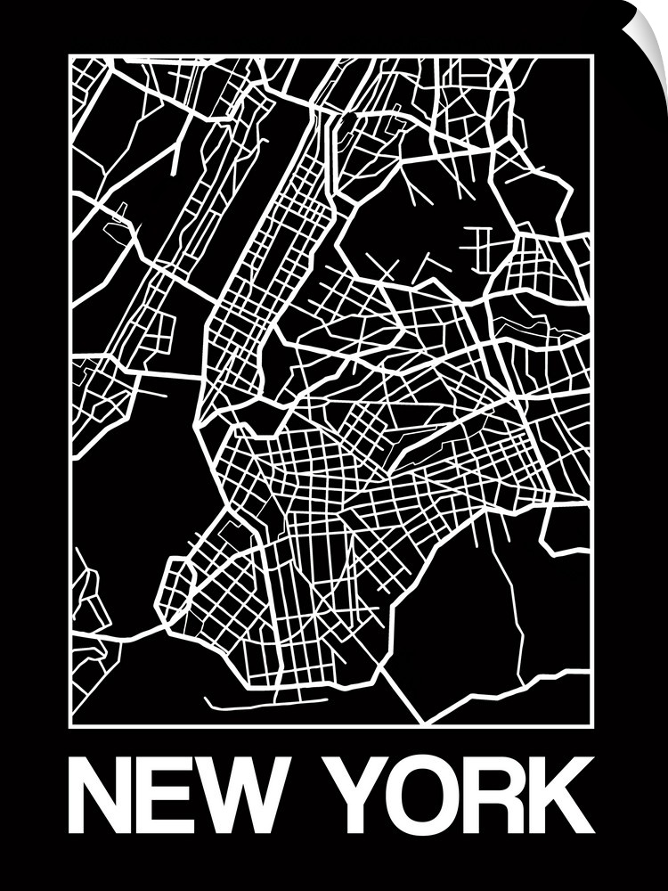 Contemporary minimalist art map of the city streets of New York.