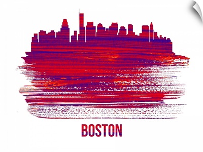 Boston Skyline Brush Stroke Red