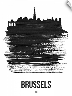 Brussels Skyline Brush Stroke Black