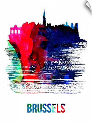 Brussels Skyline Brush Stroke Watercolor
