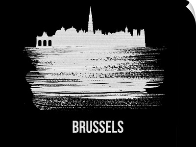 Brussels Skyline Brush Stroke White