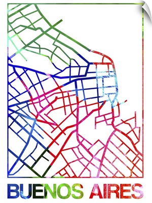 Buenos Aires Watercolor Street Map