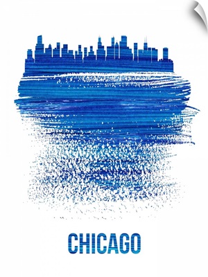 Chicago Skyline Brush Stroke Blue