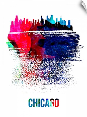 Chicago Skyline Brush Stroke Watercolor