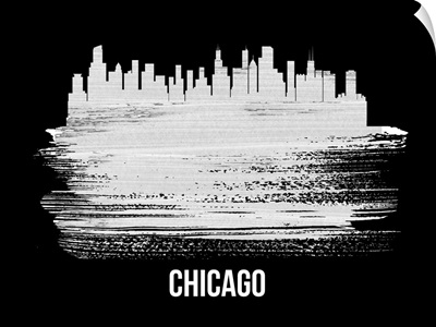 Chicago Skyline Brush Stroke White