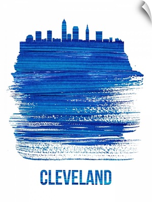 Cleveland Skyline Brush Stroke Blue