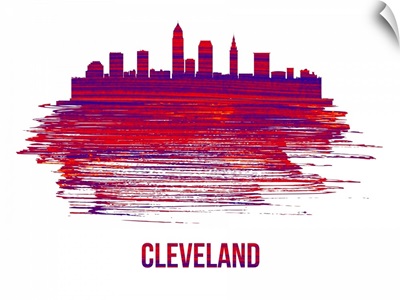 Cleveland Skyline Brush Stroke Red