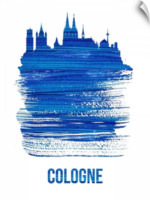 Cologne Skyline Brush Stroke Blue