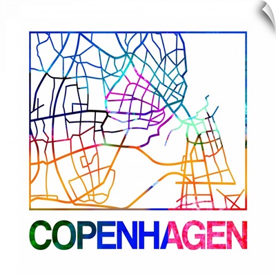 Copenhagen Watercolor Street Map