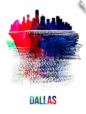 Dallas Skyline Brush Stroke Watercolor