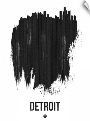 Detroit Skyline Brush Stroke Black