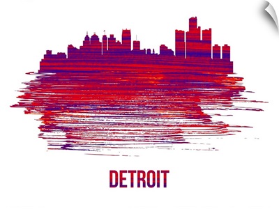 Detroit Skyline Brush Stroke Red