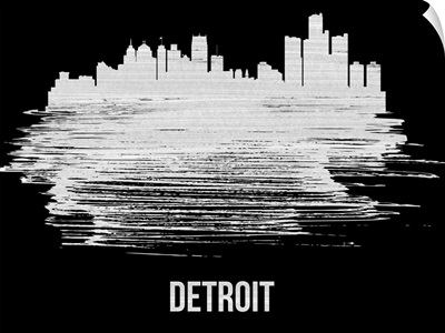 Detroit Skyline Brush Stroke White