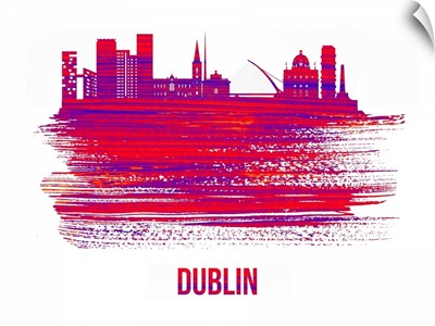 Dublin Skyline Brush Stroke Red
