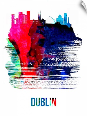 Dublin Skyline Brush Stroke Watercolor