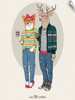 Fox Girl And Deer Boy Hipsters