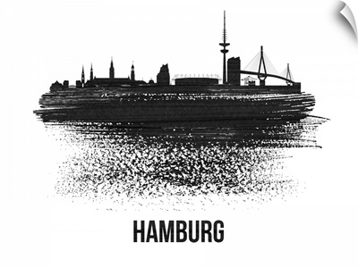 Hamburg Skyline Brush Stroke Black II