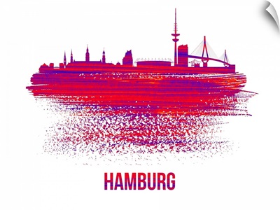 Hamburg Skyline Brush Stroke Red