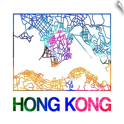 Hong Kong Watercolor Street Map