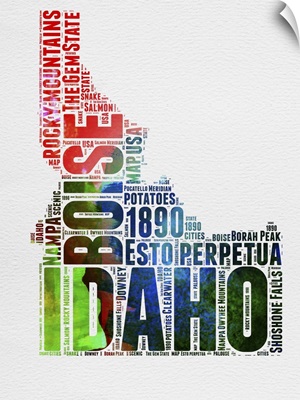 Idaho Watercolor Word Cloud