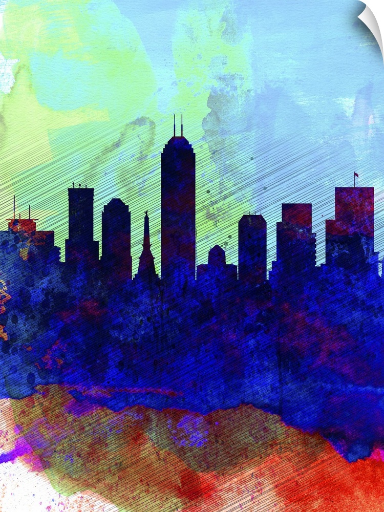 Indianapolis Watercolor Skyline
