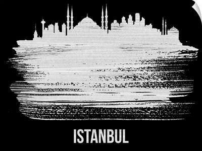 Istanbul Skyline Brush Stroke White