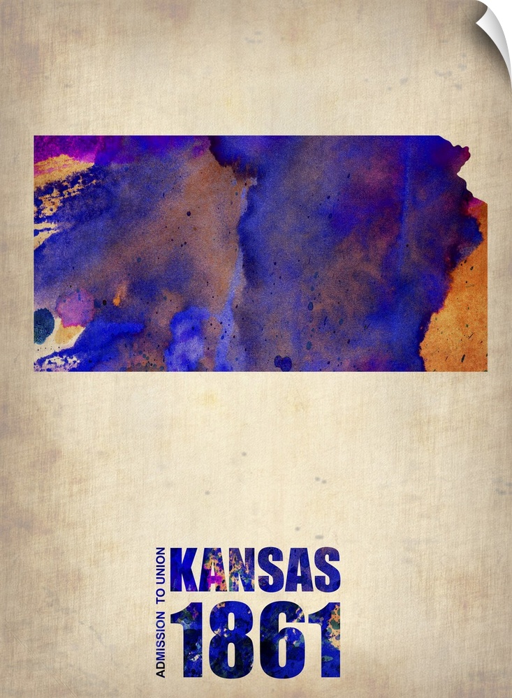 Kansas Watercolor Map