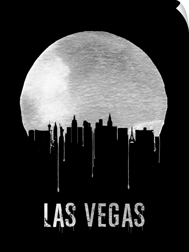 Contemporary watercolor artwork of the Las Vegas city skyline, in silhouette.