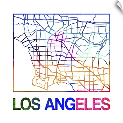 Los Angeles Watercolor Street Map