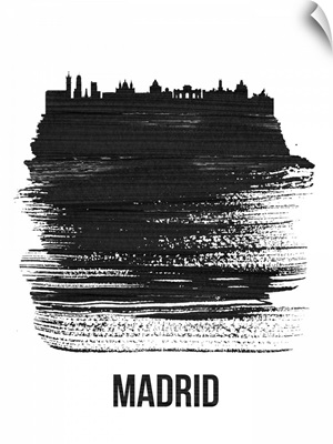 Madrid Skyline Brush Stroke Black