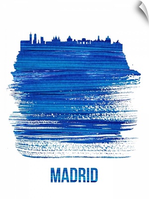 Madrid Skyline Brush Stroke Blue