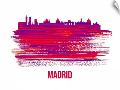 Madrid Skyline Brush Stroke Red