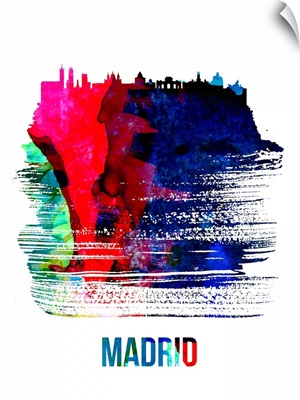 Madrid Skyline Brush Stroke Watercolor