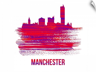 Manchester Skyline Brush Stroke Red