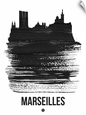 Marseilles Skyline Brush Stroke Black