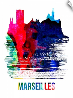 Marseilles Skyline Brush Stroke Watercolor