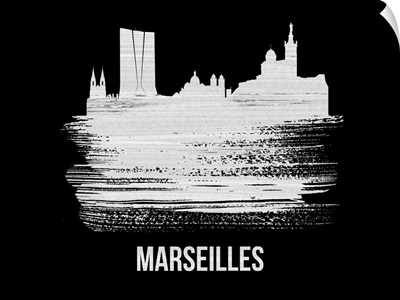 Marseilles Skyline Brush Stroke White