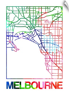Melbourne Watercolor Street Map