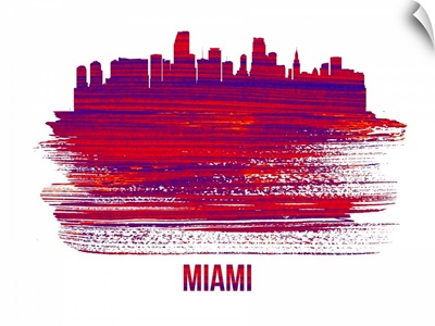 Miami Skyline Brush Stroke Red